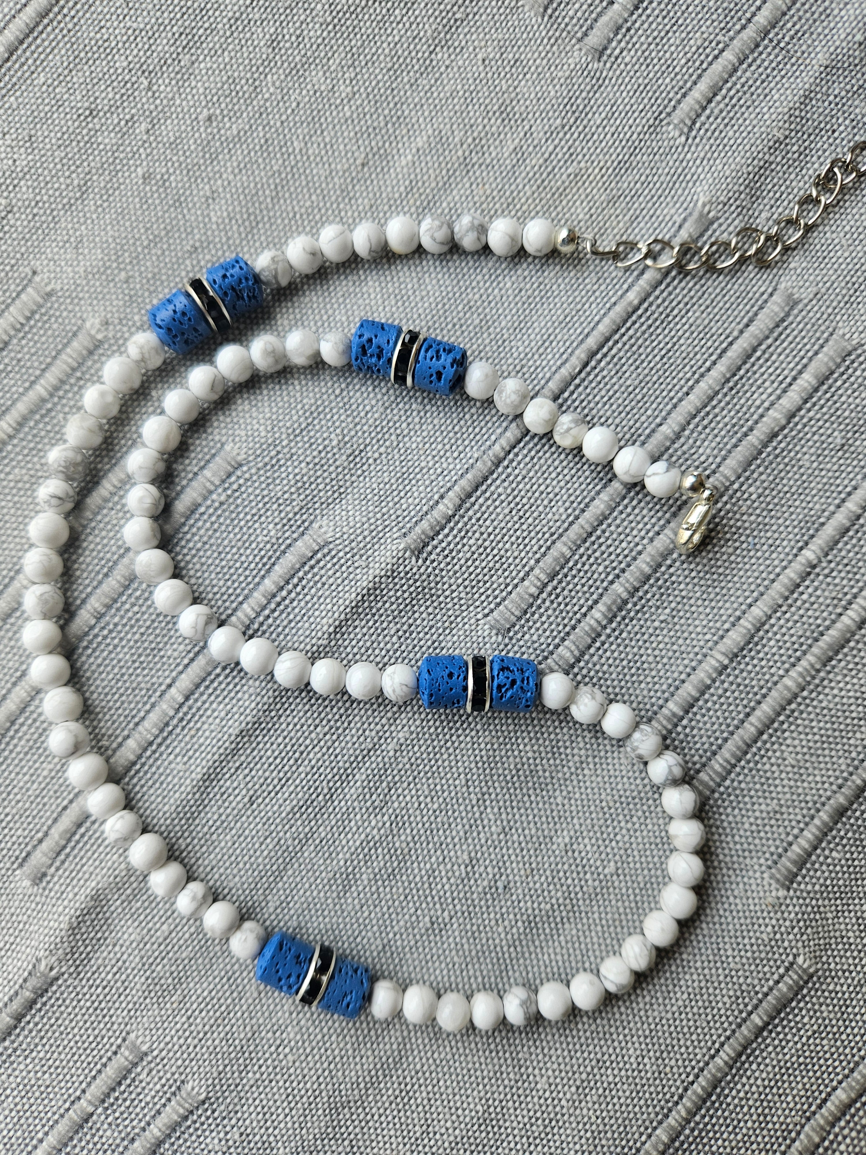 Howlite and lava stones
