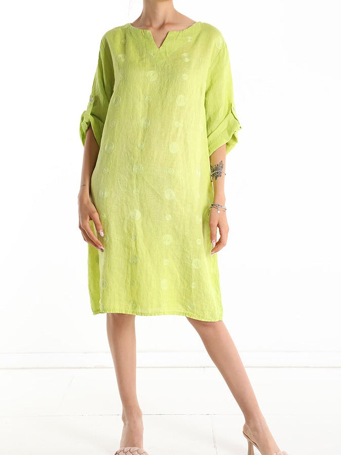Rochie din in 100% brodat- Talie unica (Medium fit)