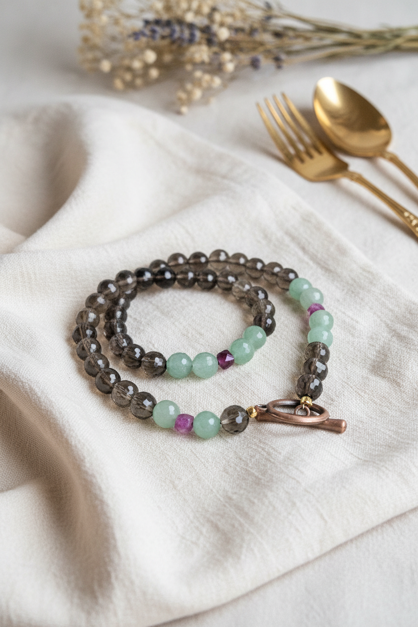 Cuart fumuriu, aventurin si jad