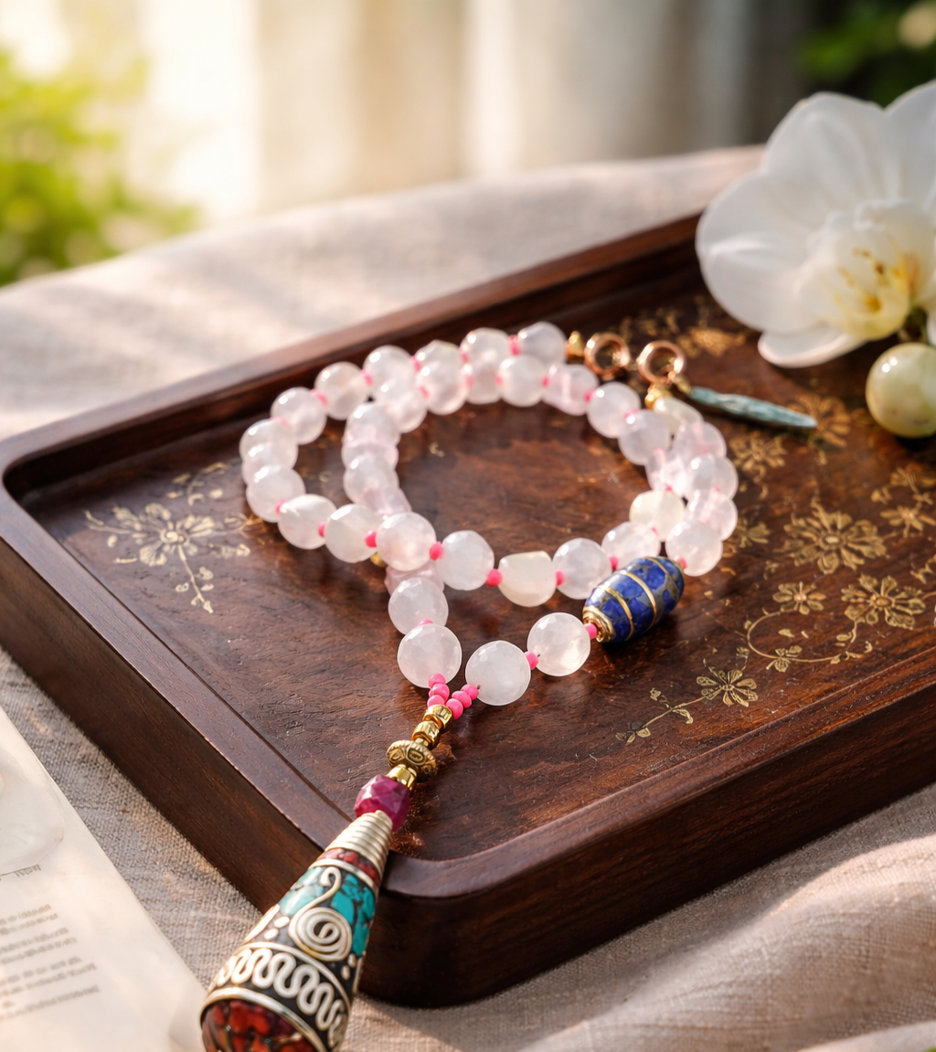 Cuart roz, morganit si lapis lazuli