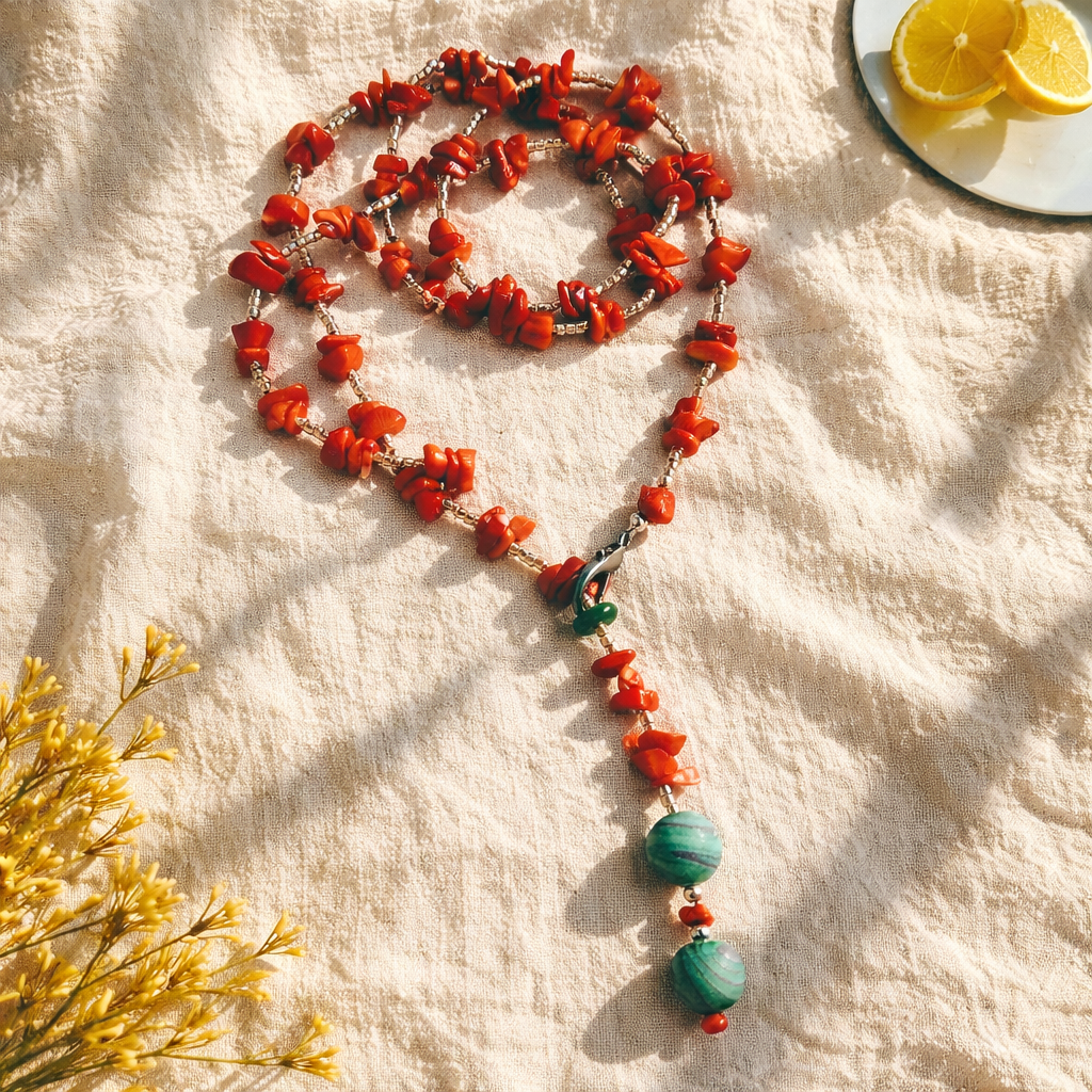 Coral si frosted malachite