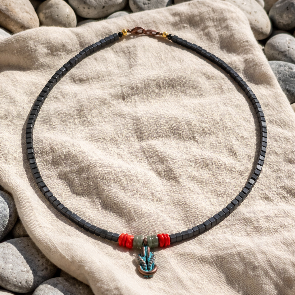 Hematit negru, coral si aventurin