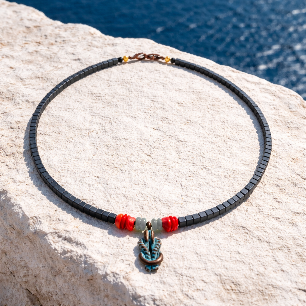 Hematit negru, coral si aventurin