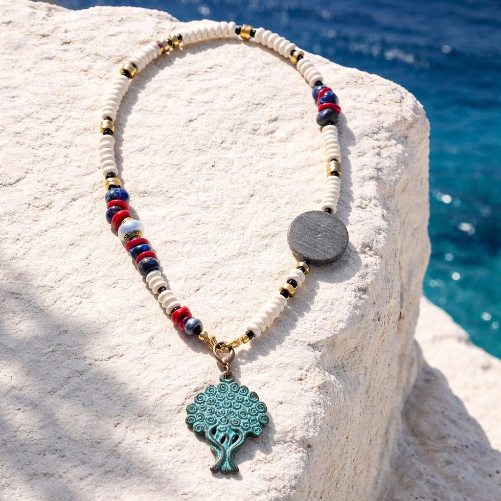 Lapis, hematite mate si coral sintetic