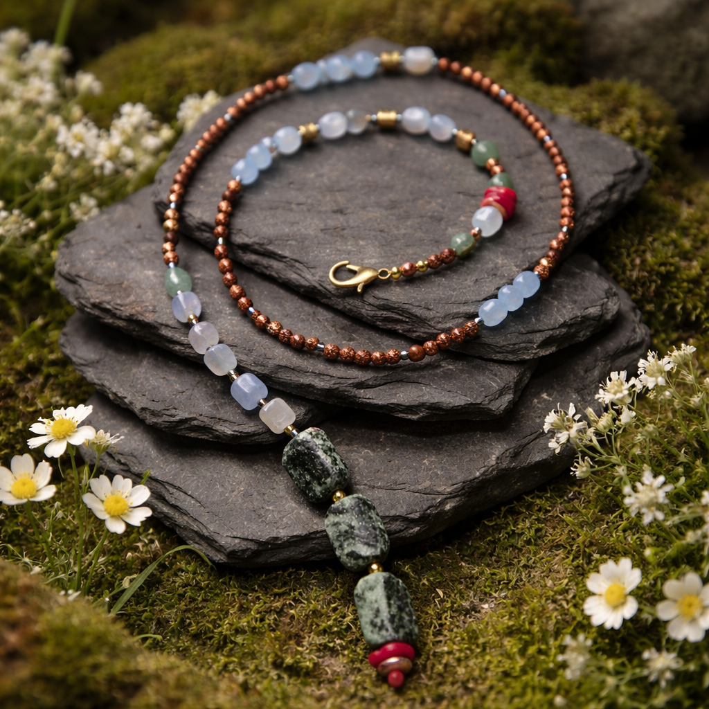 Piatra soarelui, agat, coral si rubin zoisit