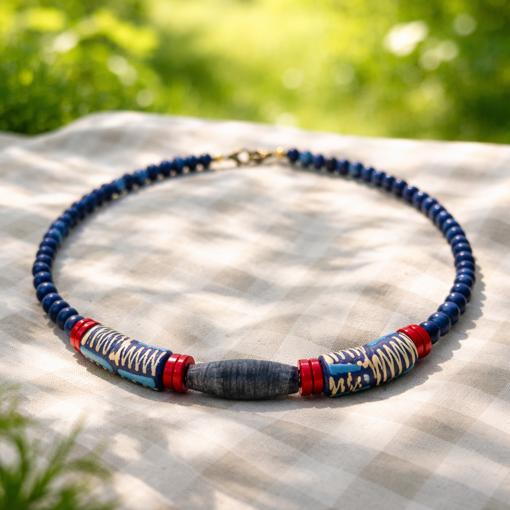 Lapis lazuli, os si sticla Krobo