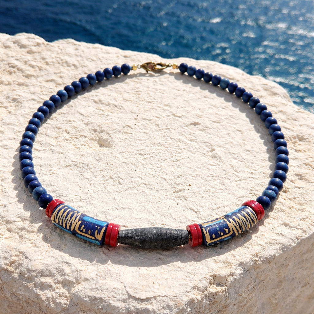 Lapis lazuli, os si sticla Krobo