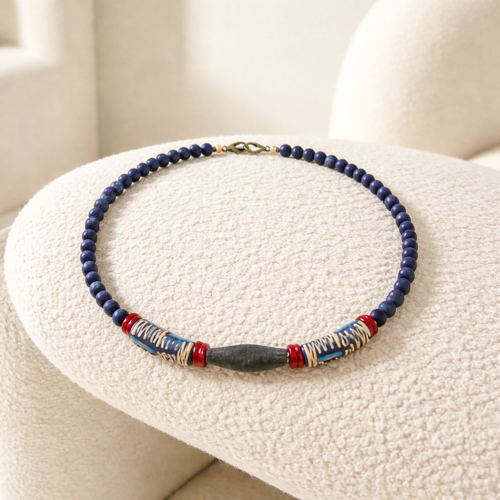 Lapis lazuli, os si sticla Krobo