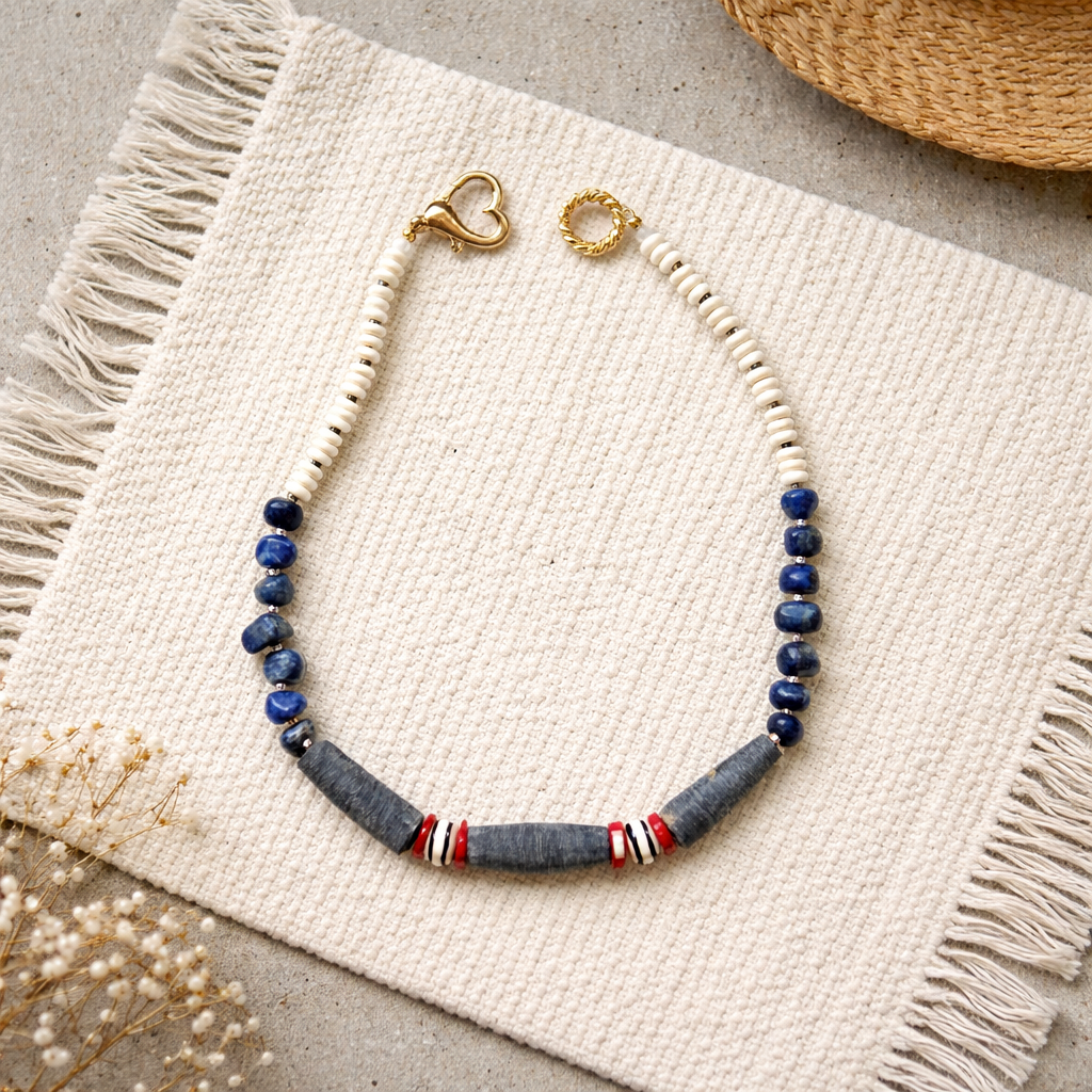 Lapis lazuli, coral sintetic si hematite