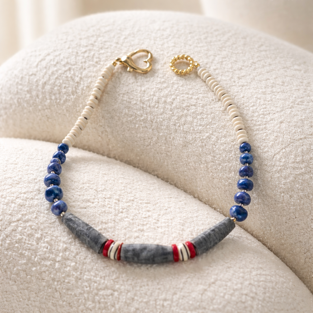 Lapis lazuli, coral sintetic si hematite