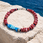 Coral, lapis lazuli si detalii de perla si os