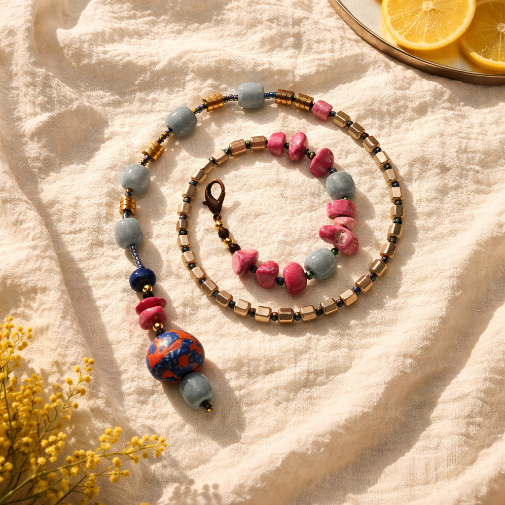 Jad, hematit, coral si sticla Krobo