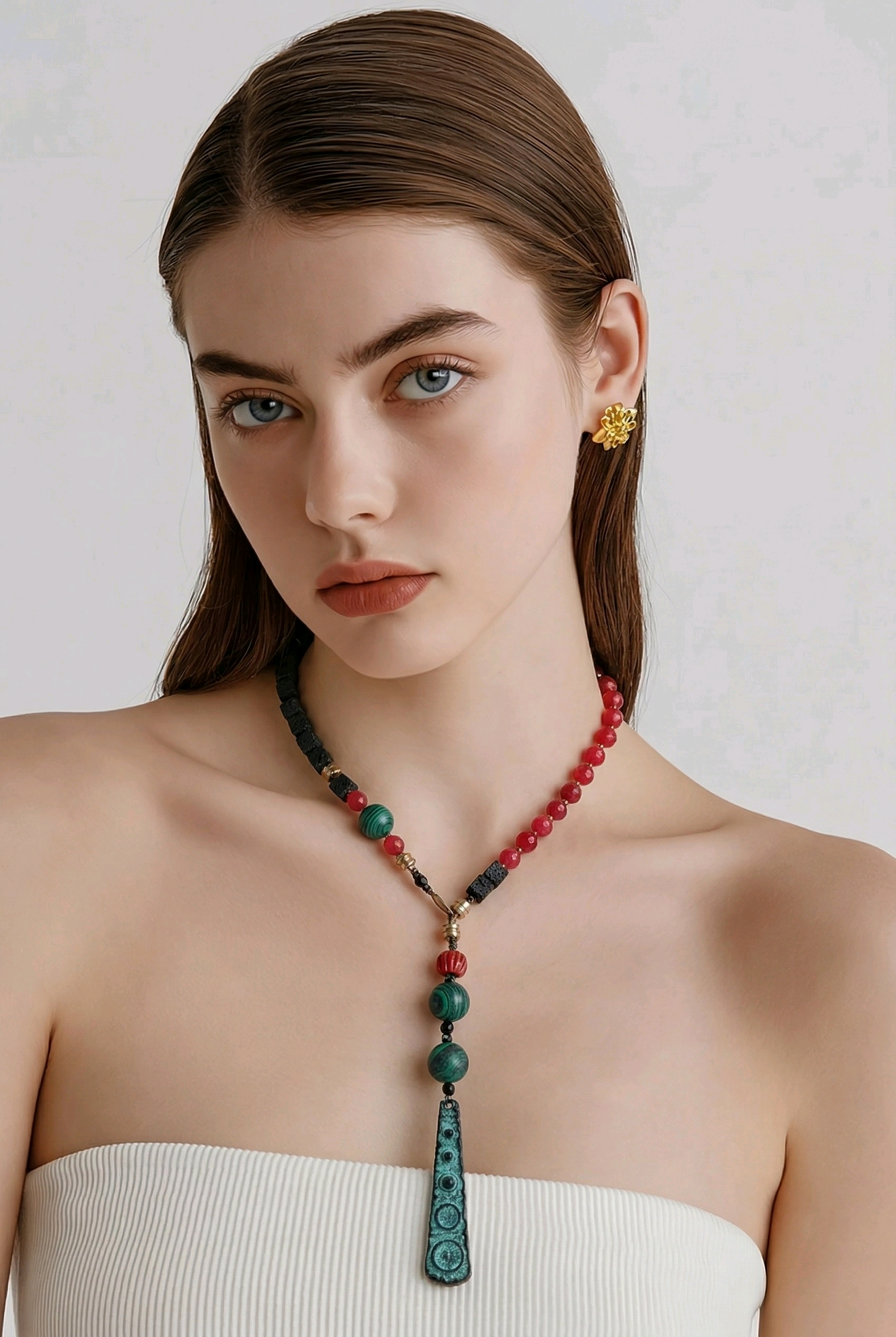 Agat rosu, lavastone, si malachite