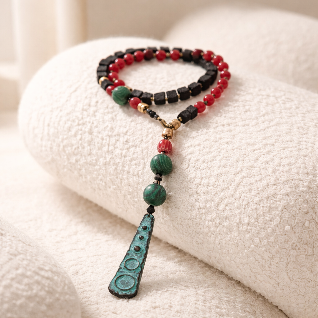 Agat rosu, lavastone, si malachite