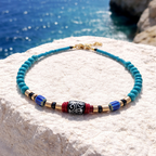 Hematite, coral, sticla Krobo si turcoaz sintetic