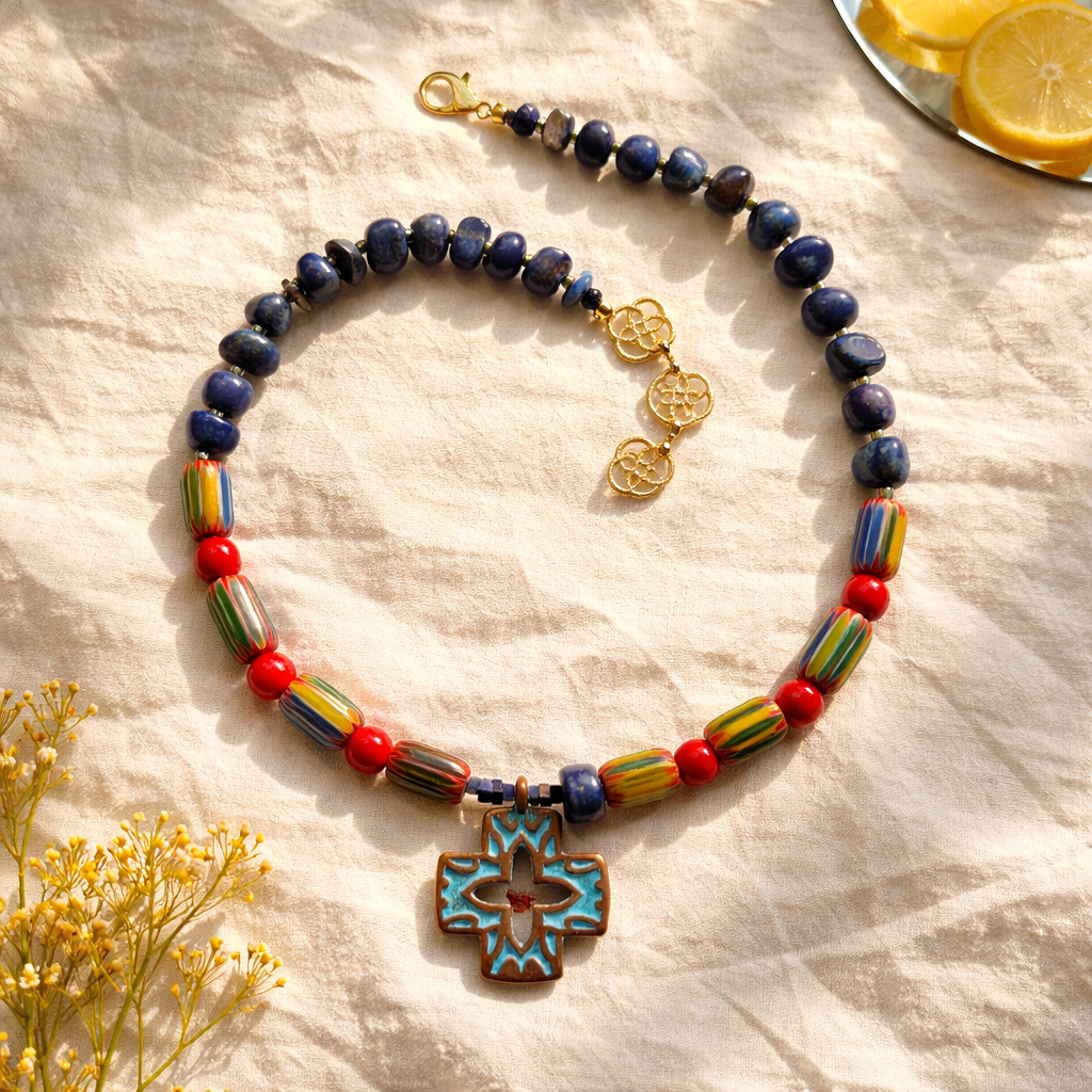 Lapis lazuli, sticla Chevron si cupru