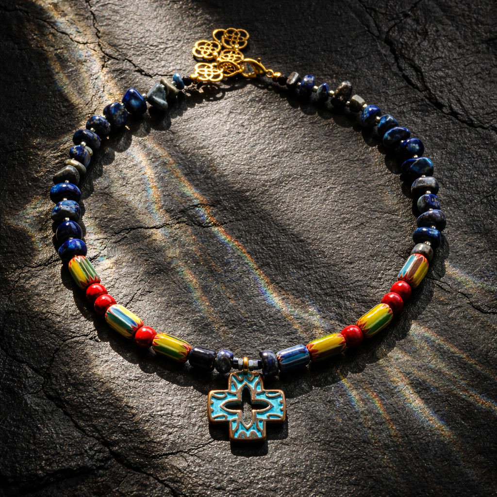 Lapis lazuli, sticla Chevron si cupru