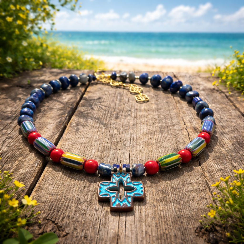 Lapis lazuli, sticla Chevron si cupru