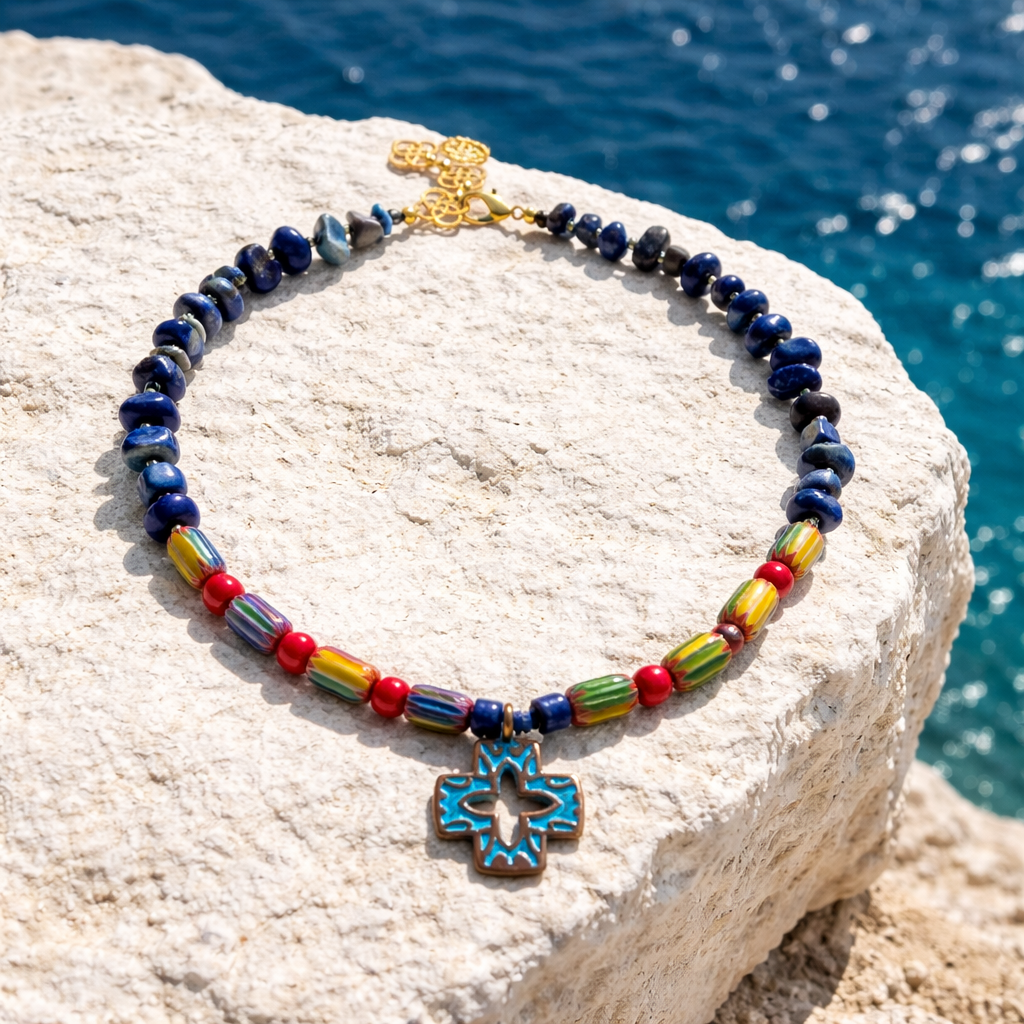 Lapis lazuli, sticla Chevron si cupru