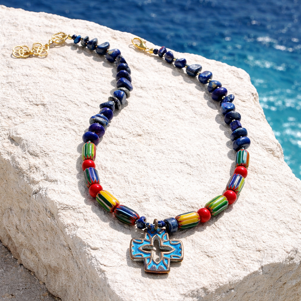 Lapis lazuli, sticla Chevron si cupru