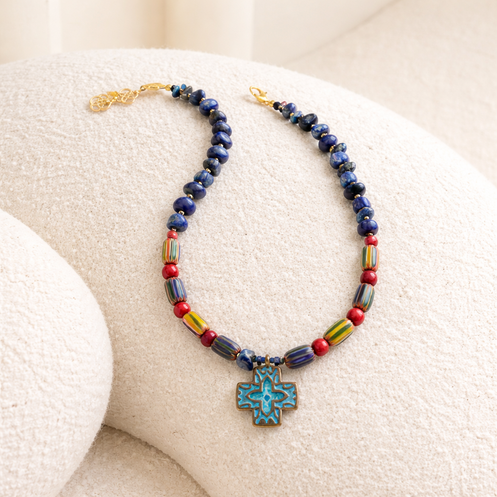 Lapis lazuli, sticla Chevron si cupru