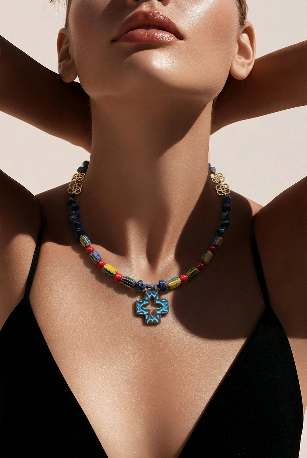 Lapis lazuli, sticla Chevron si cupru