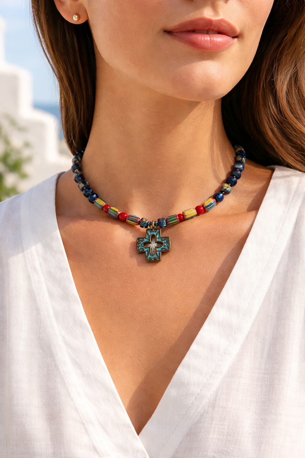 Lapis lazuli, sticla Chevron si cupru