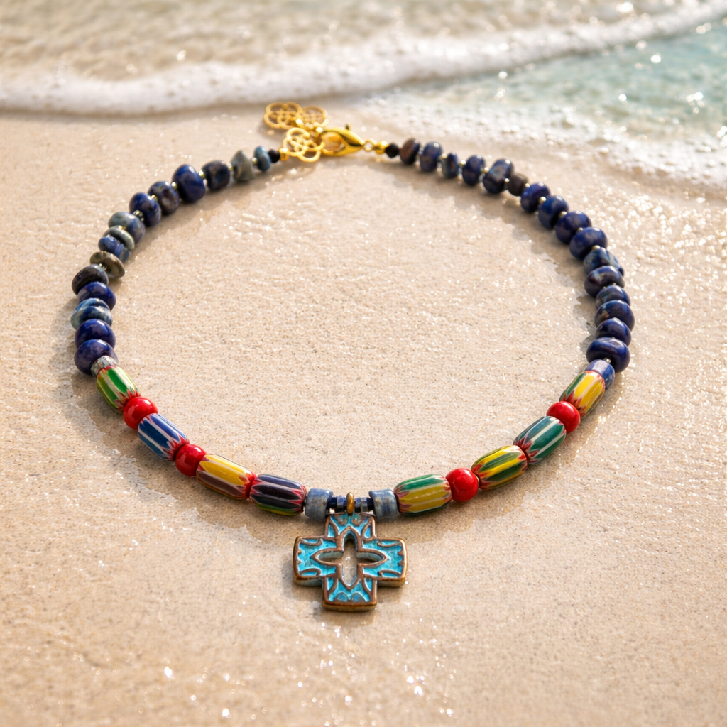 Lapis lazuli, sticla Chevron si cupru