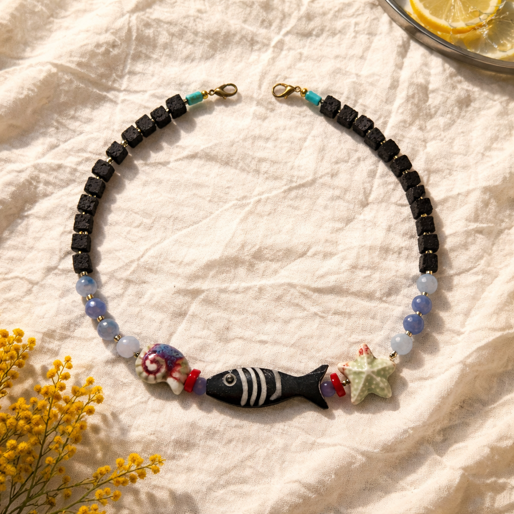 Acvamarina, lava stone, ceramica, coral si os