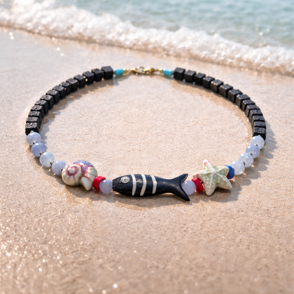 Acvamarina, lava stone, ceramica, coral si os