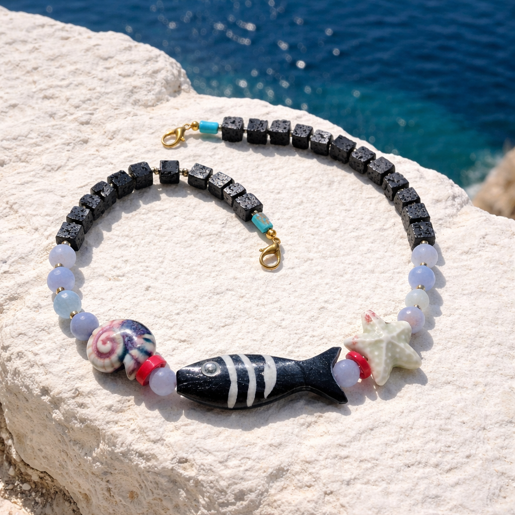 Acvamarina, lava stone, ceramica, coral si os