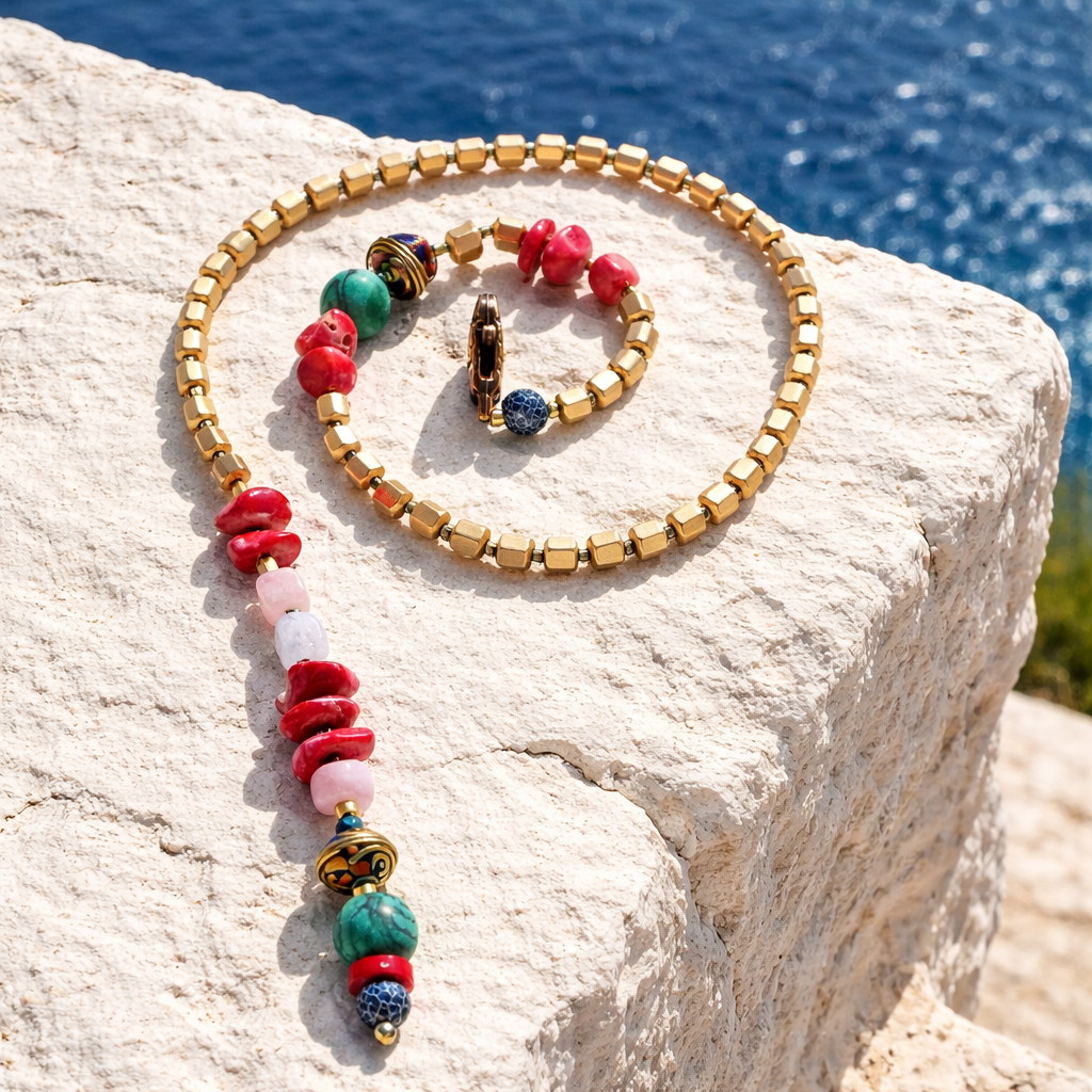 Hematite, coral, malachit si jad