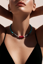 Turcoaz natural, coral, margele Miyuki si os