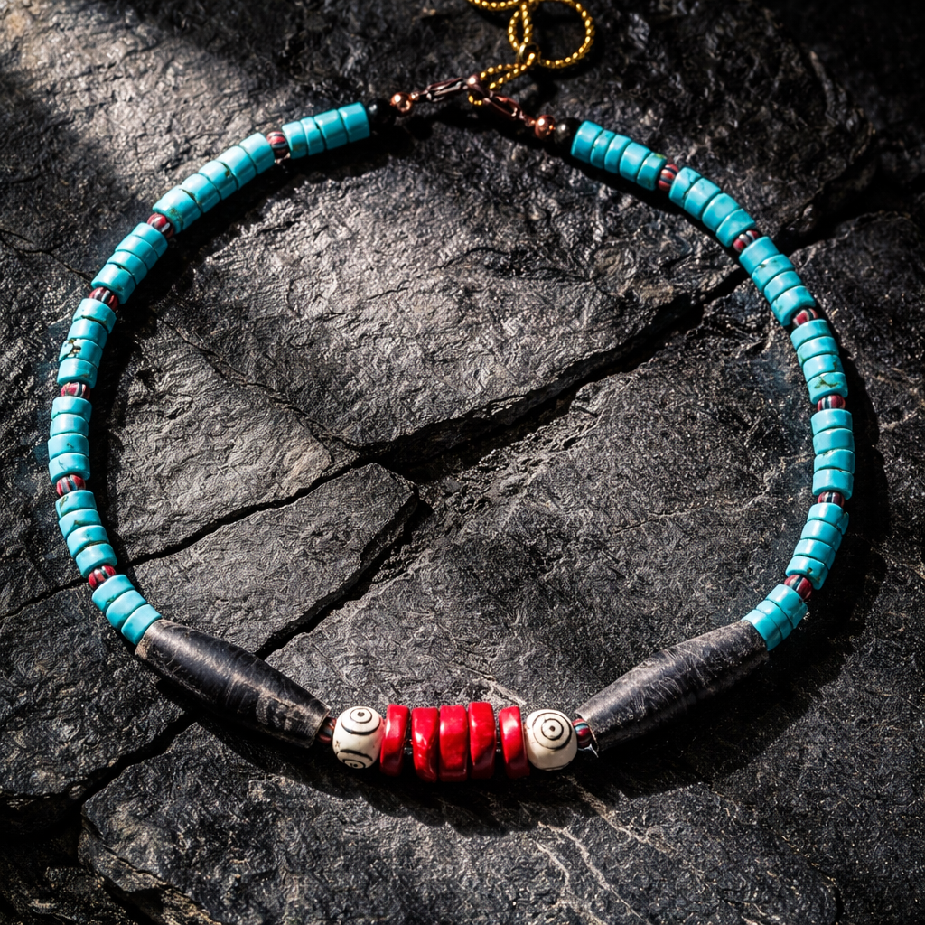 Turcoaz natural, coral, margele Miyuki si os