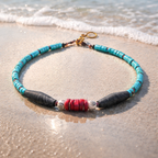 Turcoaz natural, coral, margele Miyuki si os