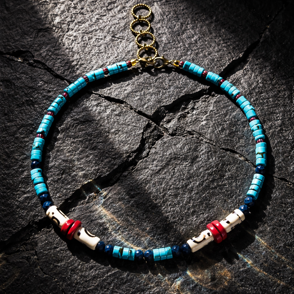 Turcoaz natural, coral, margele Miyuki, safir si os