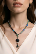 Quart fumuriu, margele Myiuki , lava, aventurin si sticla Krobo