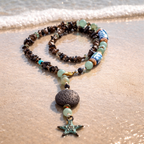 Quart fumuriu, margele Myiuki , lava, aventurin si sticla Krobo