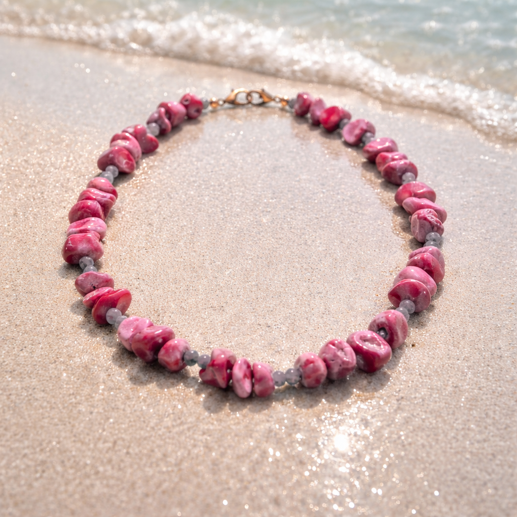 Coral and stainless steel details