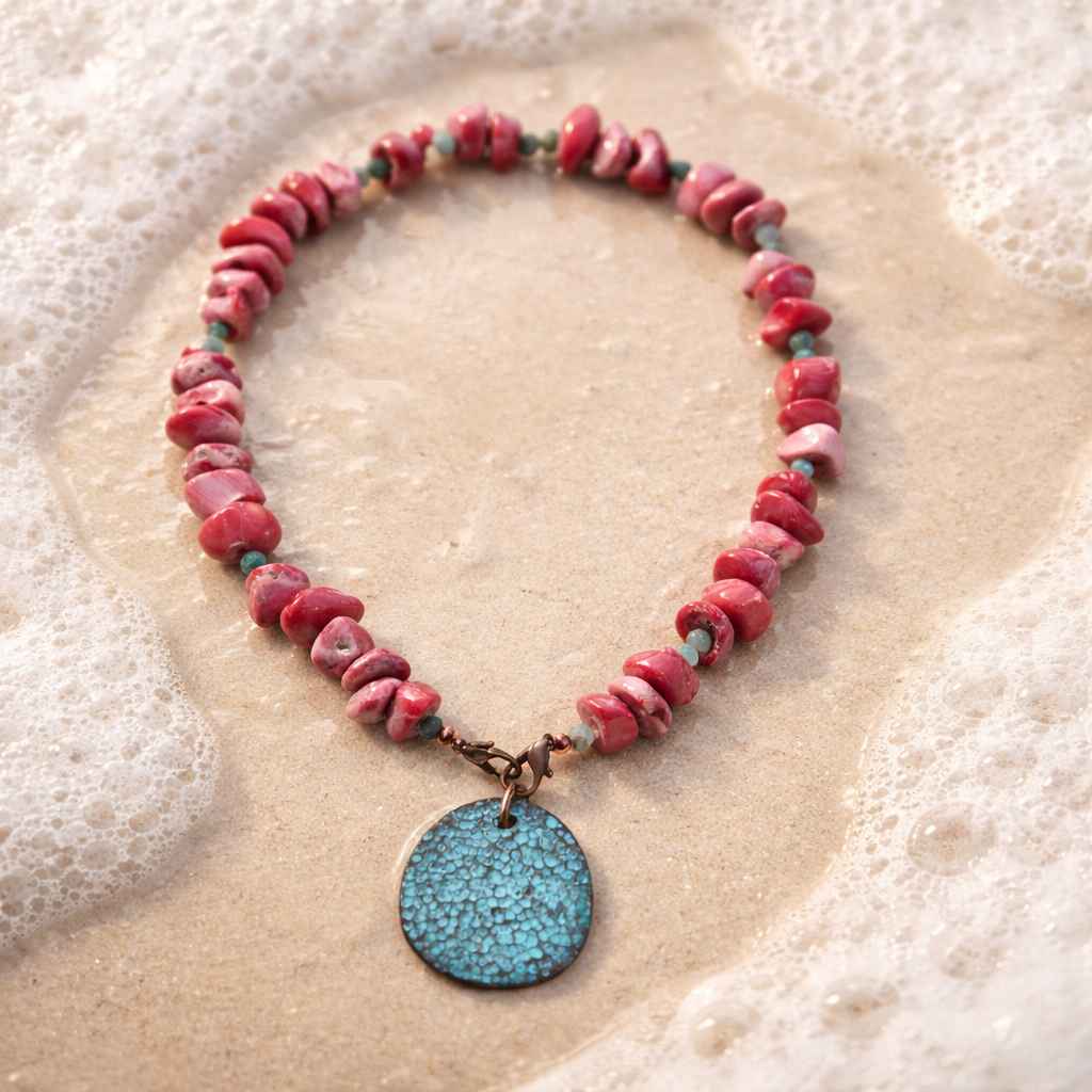 Coral and stainless steel details