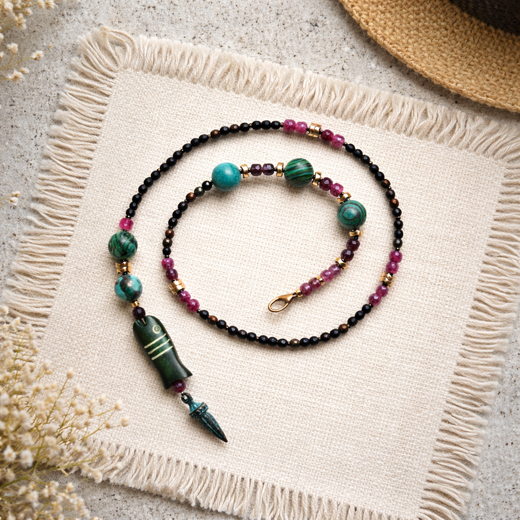 Jad, hematite,  malachite, os si sticla Myiuki