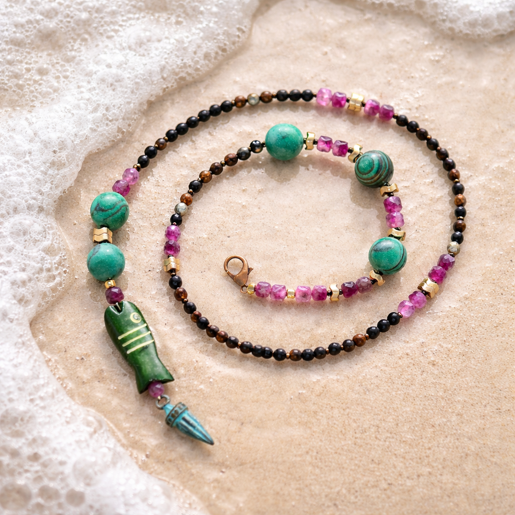 Jad, hematite,  malachite, os si sticla Myiuki