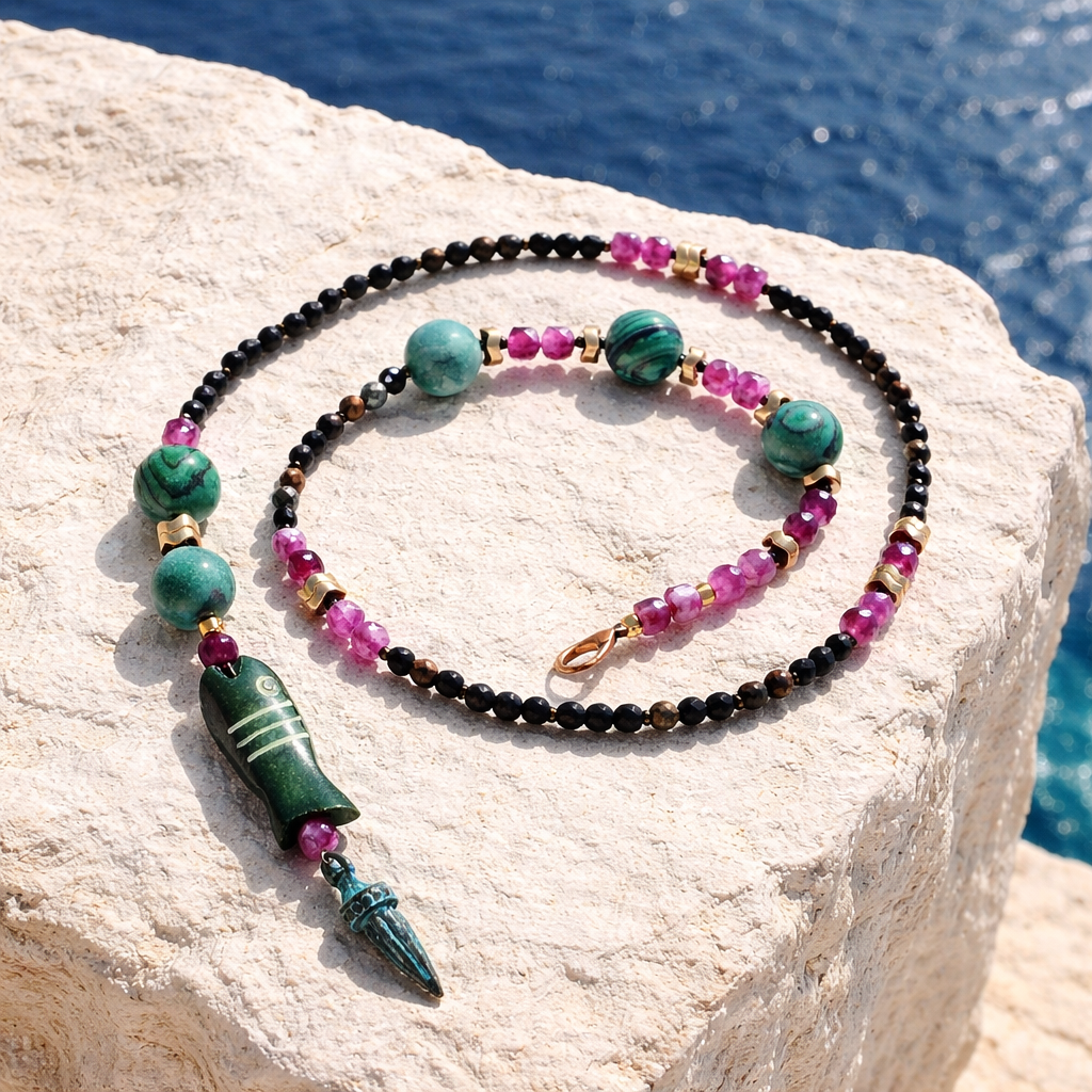 Jad, hematite,  malachite, os si sticla Myiuki