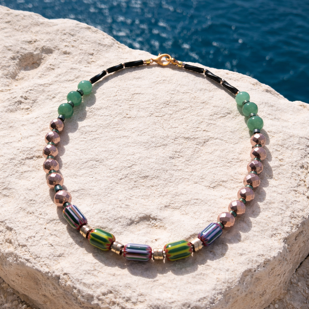 Aventurin, hematite, margele Myiuki si sticla Chevron