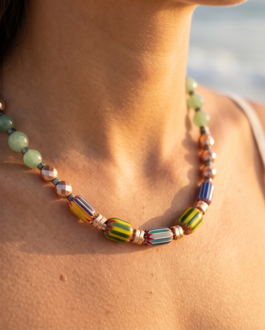 Aventurin, hematite, margele Myiuki si sticla Chevron