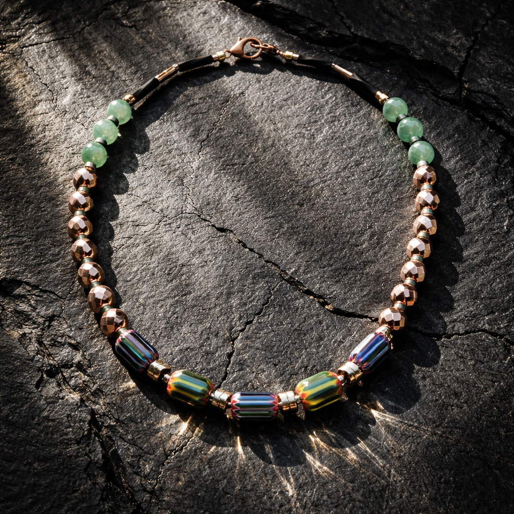 Aventurin, hematite, margele Myiuki si sticla Chevron