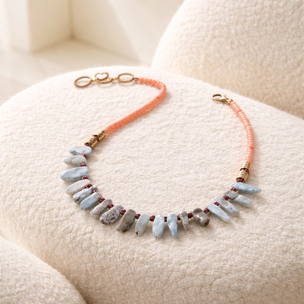 Coral, larimar, hematite si margele Myiuki