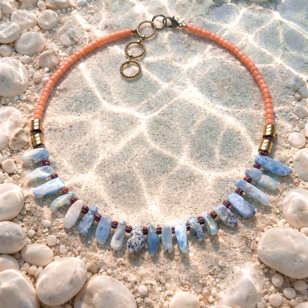 Coral, larimar, hematite si margele Myiuki