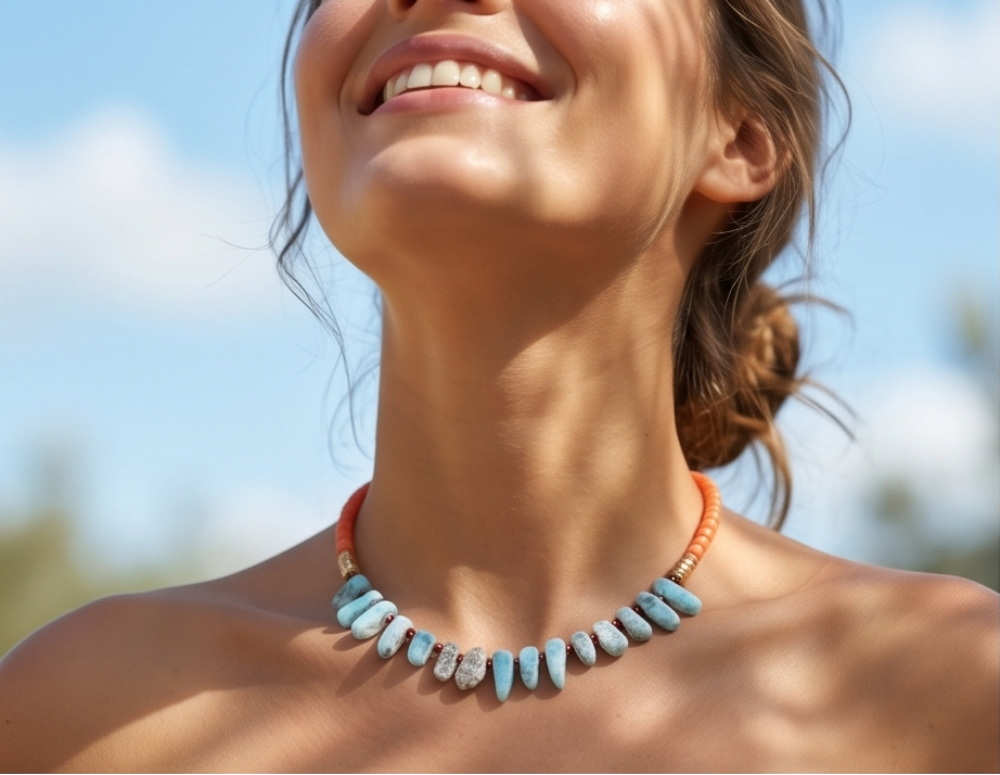 Coral, larimar, hematite si margele Myiuki
