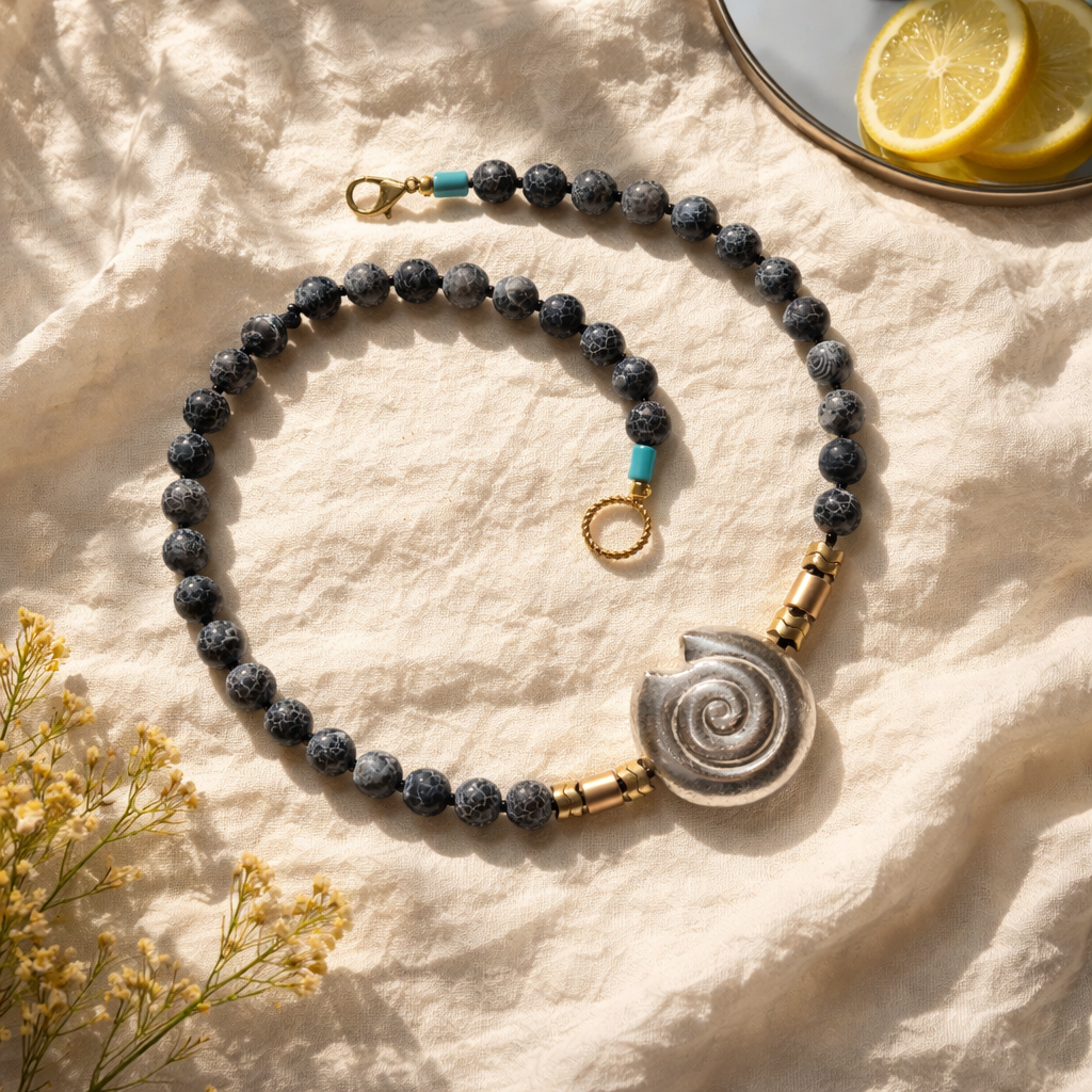 Agate frosted, margele Myiuki, hematite si zamak